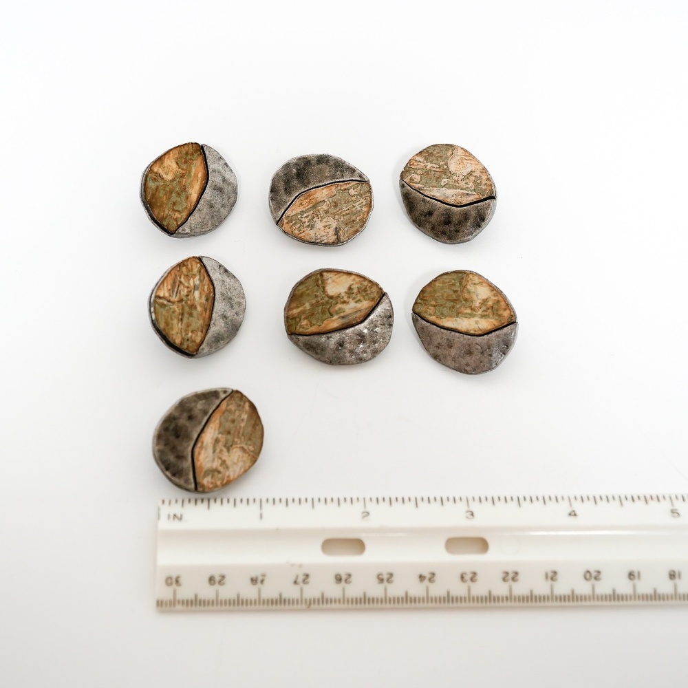 New Vintage light metal buttons - group of 7